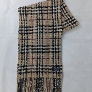 Burberry London Classic Nova Check 100% Cashmere Beige Scarf Made In England